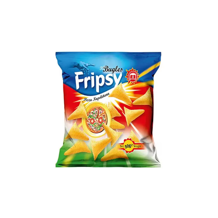 Pachet Snacks Fripsy cu aroma de pizza, 50g x 25 bucati